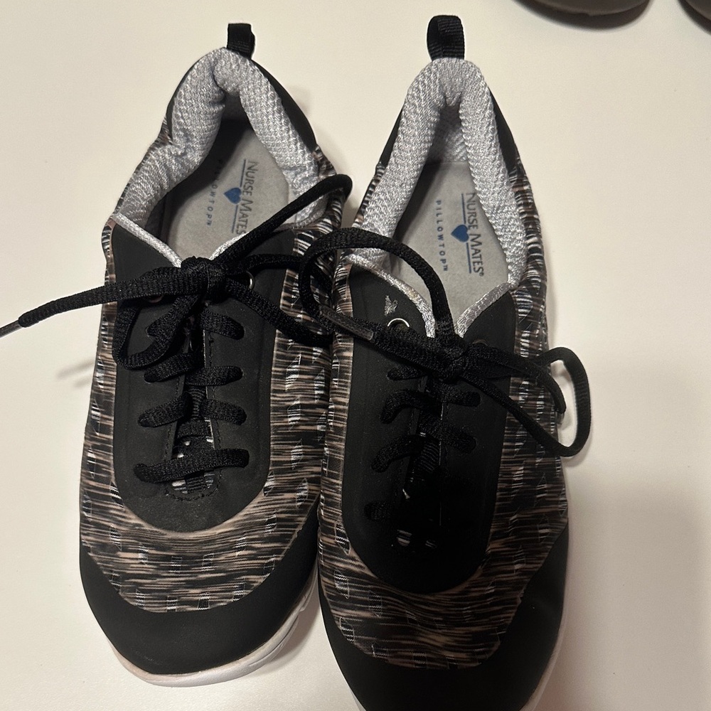 Nurse Mates Black and White Athletic Shoes